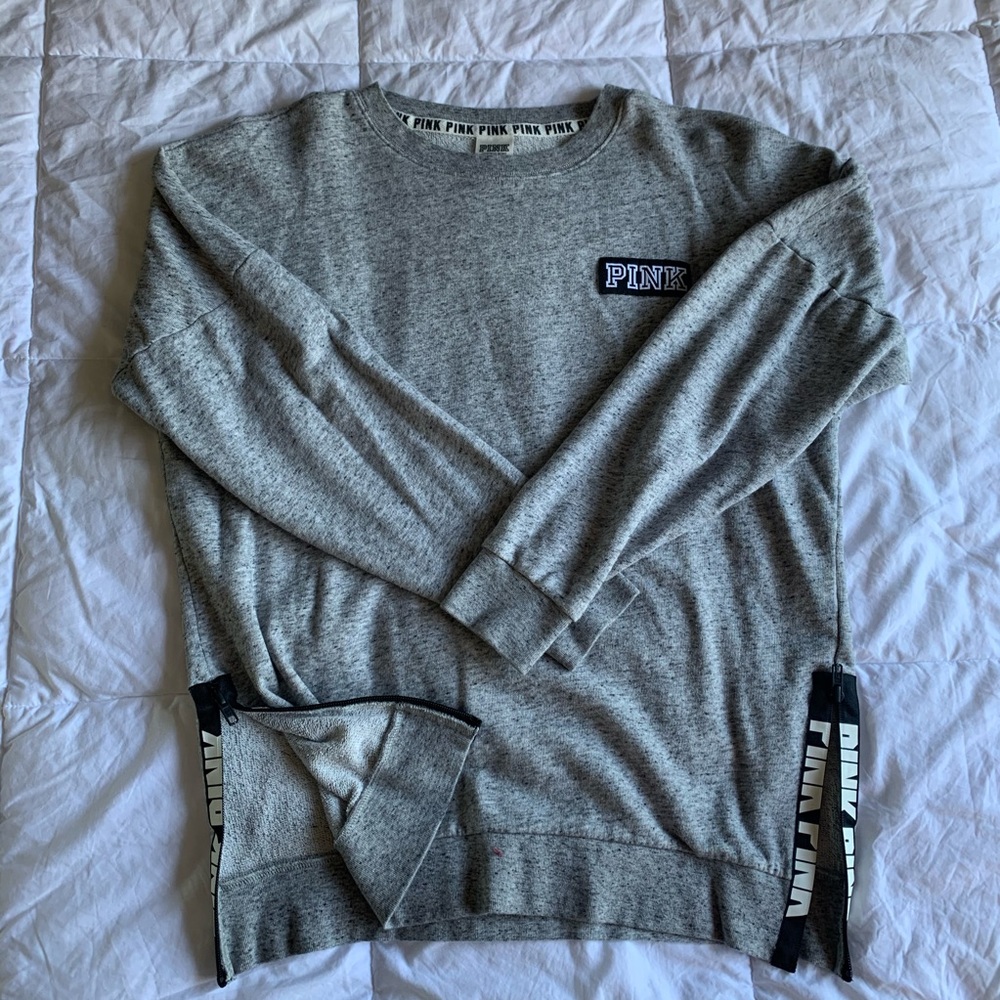 PINK side zip crewneck